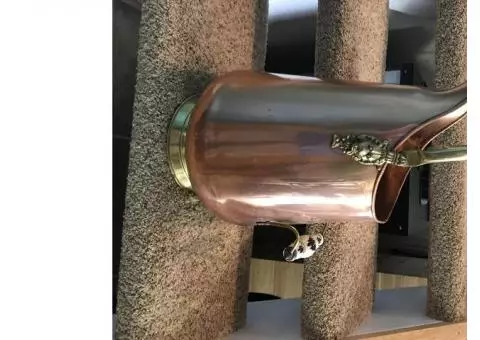 Copper Brass Porcelain Kindling or Ash Bucket (made in Holland)